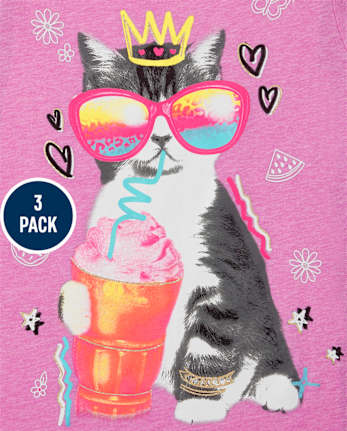 Pack de 3 camisetas con estampado de animales para niñas