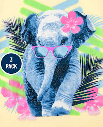 Pack de 3 camisetas con estampado de animales para niñas