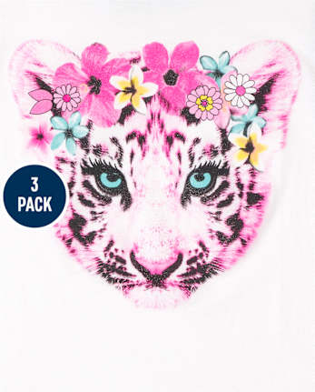 Lot de 3 t-shirts à imprimé chat pour filles