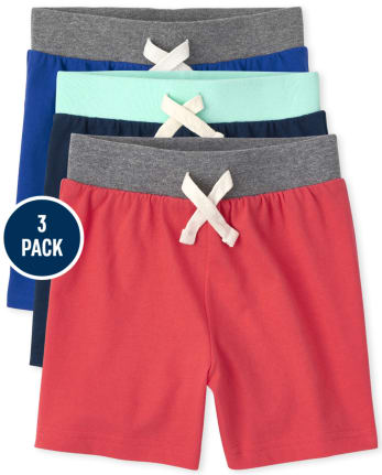 Pantalones cortos de punto para niños pequeños, paquete de 3
