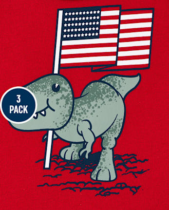 Pack de 3 camisetas sin mangas Americana Dino para niños pequeños