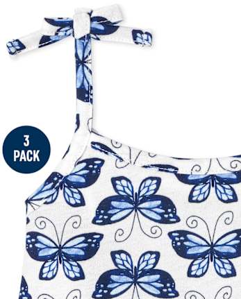 Toddler Girls Print Tie Strap Tank Top 3-Pack