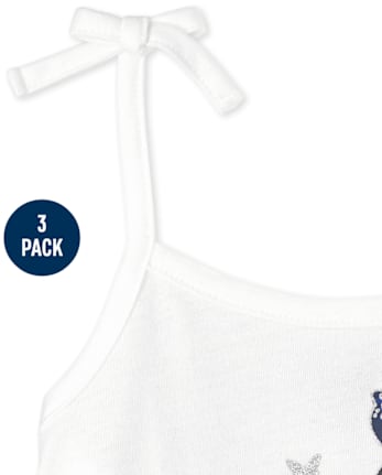 Toddler Girls Print Tie Strap Tank Top 3-Pack