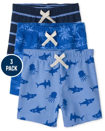 Toddler Boys Ocean French Terry Shorts 3-Pack