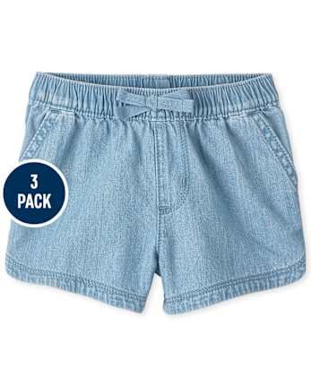 Toddler Girls Pull On Shorts 3-Pack