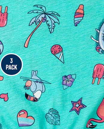 Girls Print Romper 3-Pack