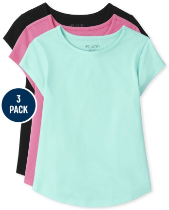 Lot de 3 t-shirts superposés basiques à ourlet arrondi pour fille
