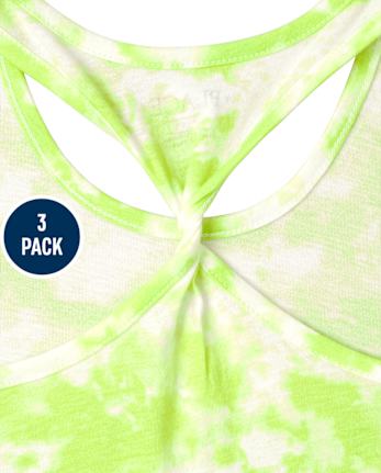 Girls Print Twist Back Tank Top 3-Pack
