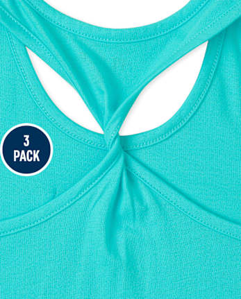 Girls Print Twist Back Tank Top 3-Pack