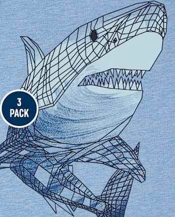 Pack de 3 camisetas sin mangas con estampado de tiburones para niño