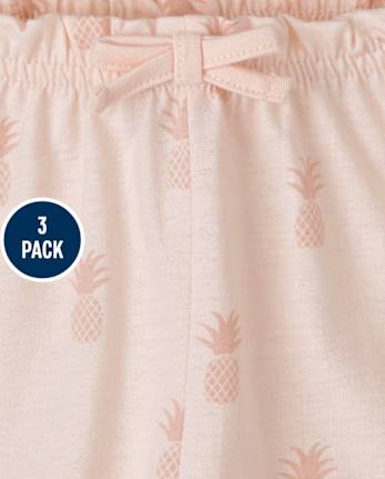 Baby Girls Pineapple Shorts 3-Pack
