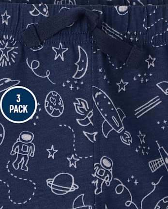 Baby Boys Space Tie Dye Shorts 3-Pack