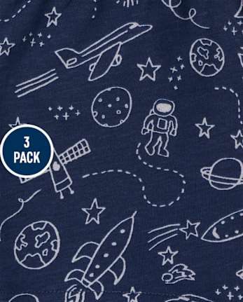 Baby Boys Space Tie Dye Shorts 3-Pack