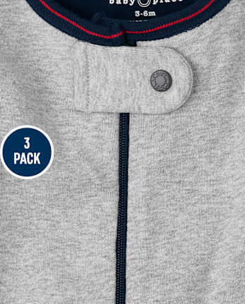 Baby And Toddler Boys Striped Snug Fit Cotton One Piece Pajamas 3-Pack