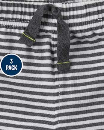 Baby Boys Dino Striped Shorts 3-Pack