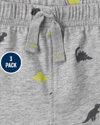Baby Boys Dino Striped Shorts 3-Pack