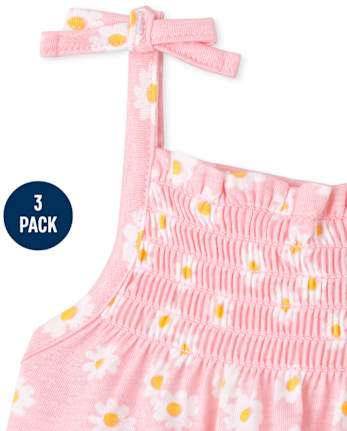 Baby Girls Floral Gingham Romper 3-Pack
