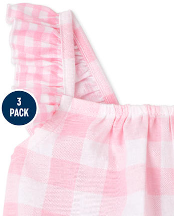 Baby Girls Floral Gingham Romper 3-Pack