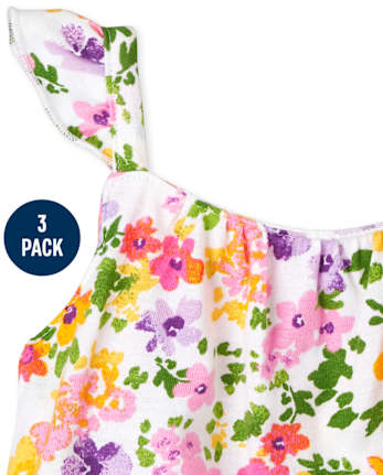 Baby Girls Floral Ruffle Bodysuit Dress 3-Pack