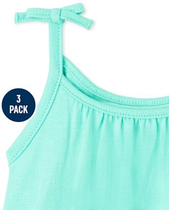 Baby Girls Eyelet Tie Shoulder Bodysuit Dress 3-Pack