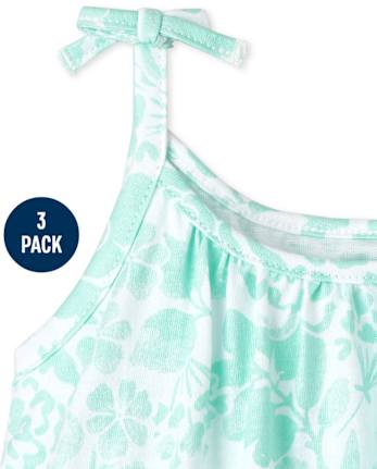 Baby Girls Eyelet Tie Shoulder Bodysuit Dress 3-Pack