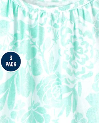 Baby Girls Eyelet Tie Shoulder Bodysuit Dress 3-Pack