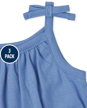 Baby Girls Print And Bow Bodysuit Dress 3-Pack