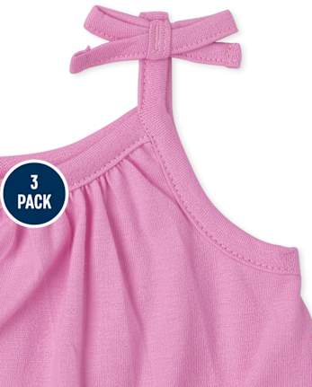 Baby Girls Print And Bow Bodysuit Dress 3-Pack
