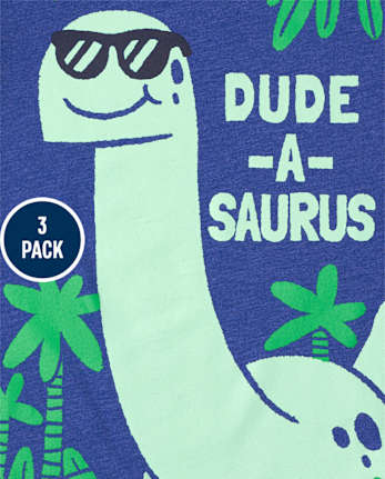 Toddler Boys Cute Dino Graphic Tee 3-Pack