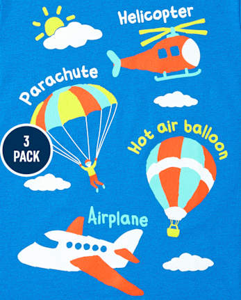 Toddler Boys Transportation Graphic Tee 3-Pack