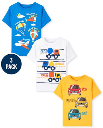 Toddler Boys Transportation Graphic Tee 3-Pack