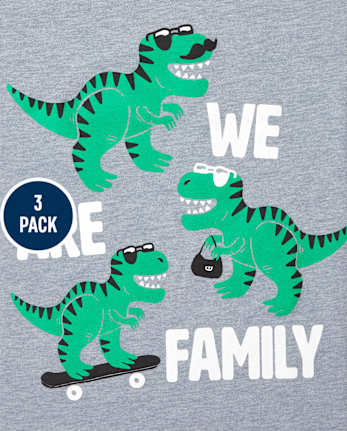 Paquete de 3 camisetas familiares con gráfico para niños pequeños