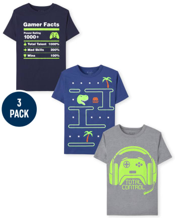 Pack de 3 camisetas gráficas de videojuegos para niños