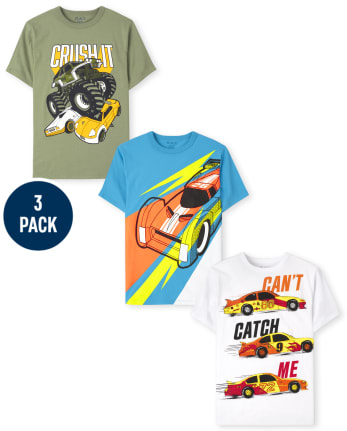 Paquete de 3 camisetas con estampado de Cars para niños