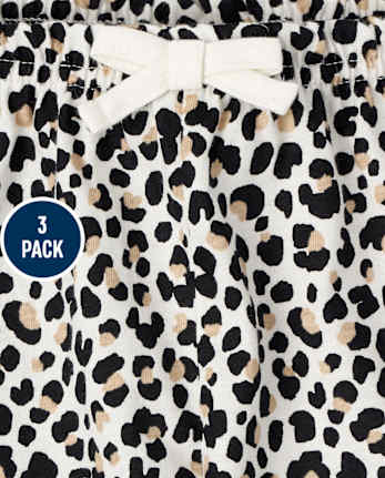 Baby Girls Leopard Paperbag Waist Shorts 3-Pack