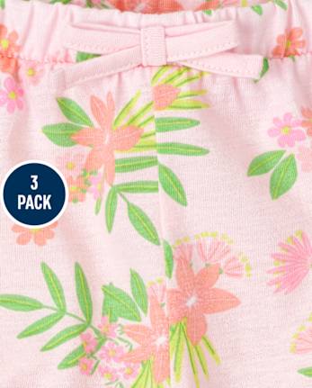 Lot de 3 shorts à volants tropicaux pour bébé fille