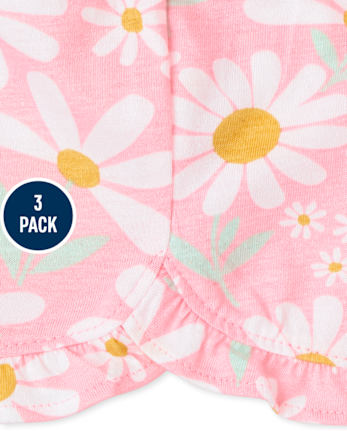 Baby Girls Daisy Ruffle Shorts 3-Pack