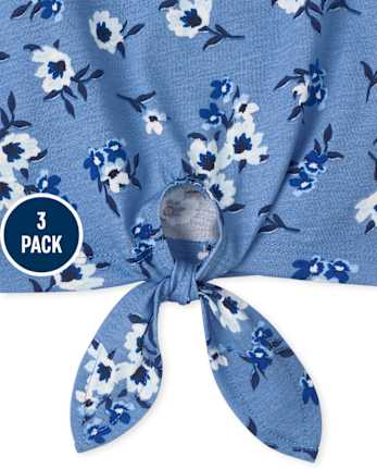 Girls Print Tie Front Tank Top 3-Pack