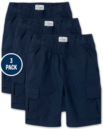 Boys Pull On Cargo Shorts 3-Pack - Slim