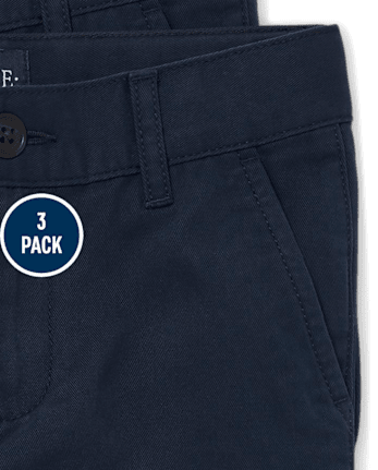 Boys Uniform Stretch Chino Shorts 3-Pack - NEW NAVY