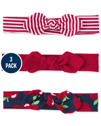 Baby Girls Apple Bow Headwrap 3-Pack