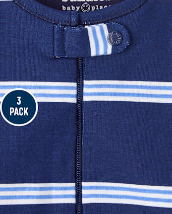Baby And Toddler Boys Bear Snug Fit Cotton One Piece Pajamas 3-Pack