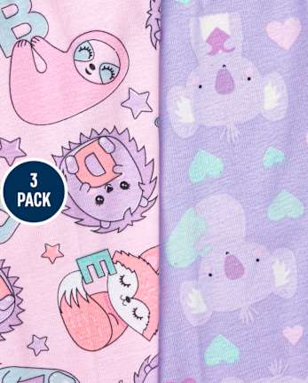 Baby And Toddler Girls Animals Snug Fit Cotton 6-Piece Pajamas