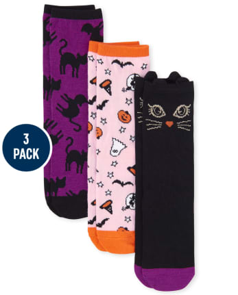 Girls Halloween Crew Socks 3-Pack