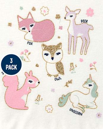 Paquete de 3 tops de animales florales para niñas pequeñas