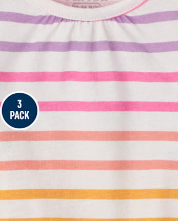 Toddler Girls Rainbow Top 3-Pack