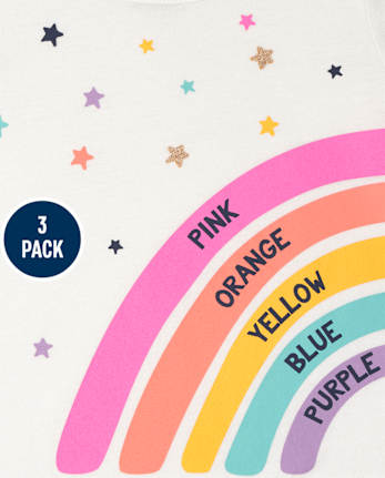 Toddler Girls Rainbow Top 3-Pack