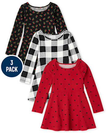 Toddler Girls Print Everyday Dress 3-Pack