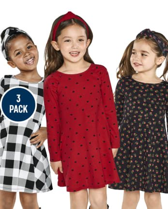 Toddler Girls Print Everyday Dress 3-Pack