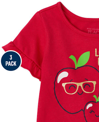 Toddler Girls Apple Top 3-Pack
